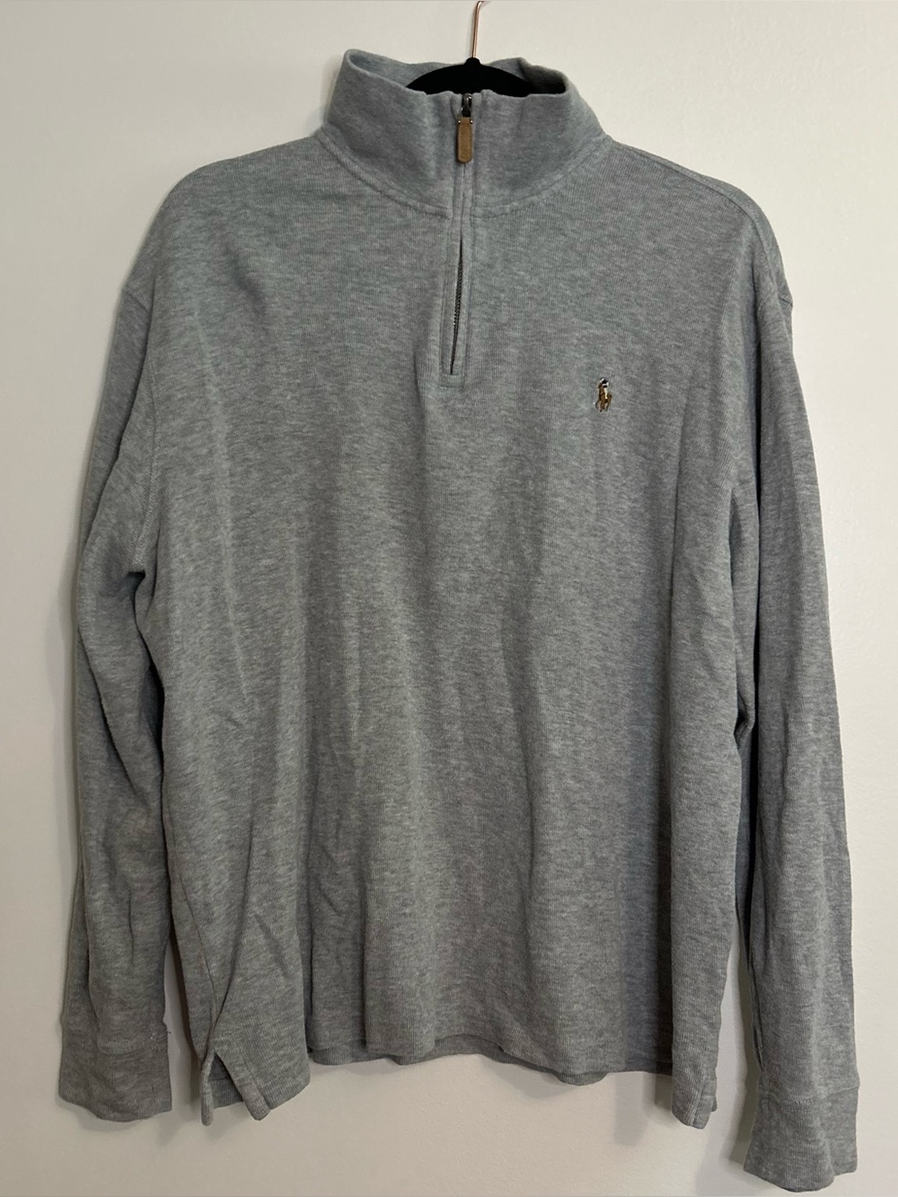 Polo Ralph Lauren Men’s Estate Rib Gray Quarter Zip Pullover Sweater Size Large